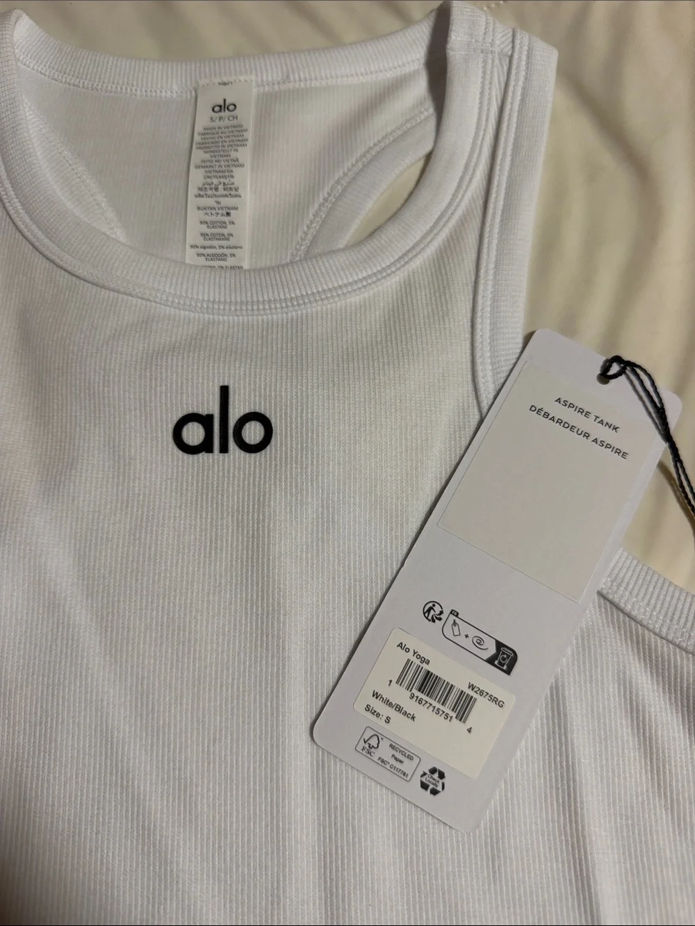 ALO Yoga aspire tank Small white